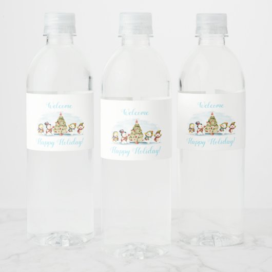 Snowman Holiday Waterfles Etiket (Flessen)