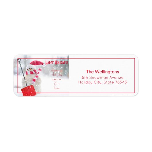 Snowman Holiday White Return Address Label (Voorkant)