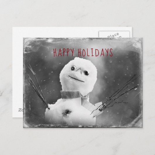 Snowman Holiday, zwart-wit gewijzigd Briefkaart (Voorkant / Achterkant)