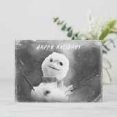 Snowman Holiday, zwart-wit gewijzigd Feestdagenkaart (Staand voorkant)