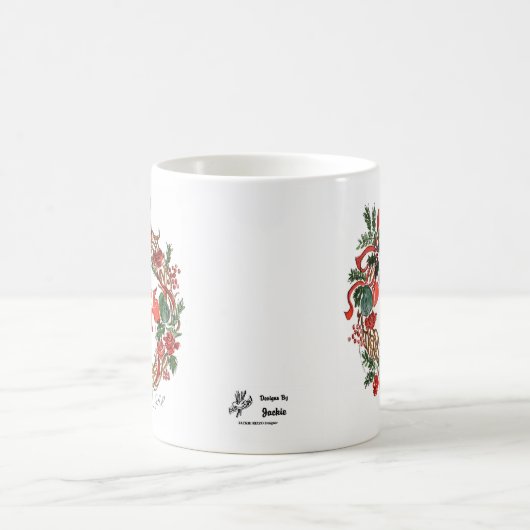 Snowman & Holly Holiday Coffee Mok Wit (Center)