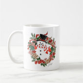 Snowman & Holly Holiday Coffee Mok Wit (Links)