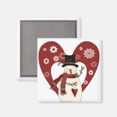 Snowman houdt van sneeuwt-T-shirts en cadeautjes Magneet (Voorkant / Achterkant)