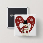 Snowman houdt van sneeuwt-T-shirts en cadeautjes Vierkante Button 5,1 Cm (Voorkant /achterkant)