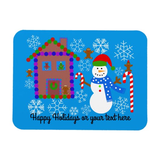 Snowman & House #2 Magnet Magneet (Horizontaal)