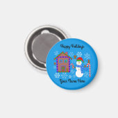 Snowman & House #2 Round Magnet (Voorkant / Achterkant)