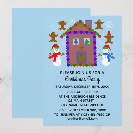 Snowman & House #3-2 Uitnodigingskaart Save The Date (Voorkant / Achterkant)