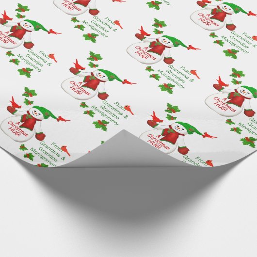 Snowman Hug van oma en opa Cadeaupapier (Hoek)