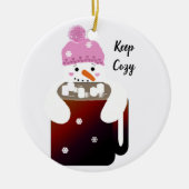 Snowman Hugging a Mok Hot Chocolate Keramisch Ornament (Voorkant)