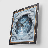 Snowman Ice Cave Vierkante Klok (Hoek)