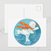 Snowman Ice Skater Briefkaart (Voorkant / Achterkant)