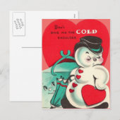 Snowman Ice Tangen Heart Umbrella Valentijn Feestdagenkaart (Voorkant / Achterkant)