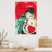 Snowman Ice Tangen Heart Umbrella Valentijn Poster (Keuken)