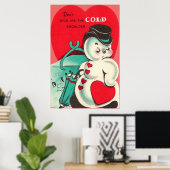 Snowman Ice Tangen Heart Umbrella Valentijn Poster (Thuiskantoor)