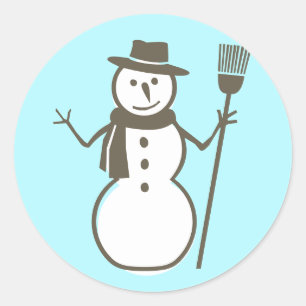 Snowman, ijsblauw ronde sticker