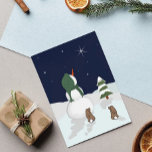 Snowman, ik weet dat jij je herinnert. feestdagen kaart<br><div class="desc">Deze Kaart van de Herdenking van de Vakantie kenmerkt een Snowman en Rabbits die opkijken naar een sterrennite hemel. Het versum herinnert ons eraan dat we over het hoofd worden gezien.</div>
