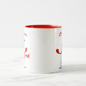 Snowman Illustration Personalized Red and White Tweekleurige Koffiemok (Center)