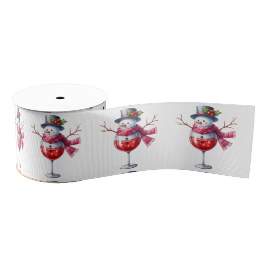 Snowman In A Wine Glass Grosgrain Lint (Spoel)