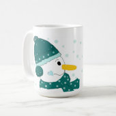 Snowman in Blauwgroen Pet en Scarf Koffiemok (Voorkant links)