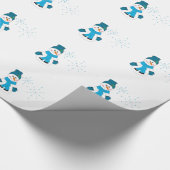 Snowman in Blue Pet en Scarf Cadeaupapier (Hoek)