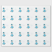 Snowman in Blue Pet en Scarf Cadeaupapier (Vlak)