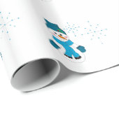 Snowman in Blue Pet en Scarf Cadeaupapier (Rol Hoek)