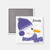 Snowman in Blue Pet en Scarf Magneet (Voorkant / Achterkant)