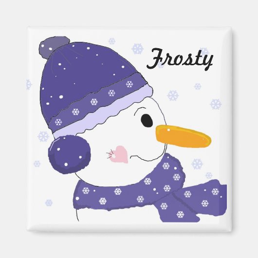 Snowman in Blue Pet en Scarf Magneet (Voorkant)