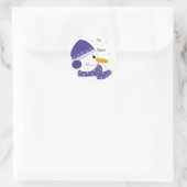 Snowman in Blue Pet en Scarf Ronde Sticker (Tas)