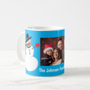 Snowman in Covid Mask Custom Name and Photo Koffiemok