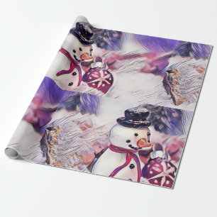 Snowman in de sneeuwtekening Cadeaupapier