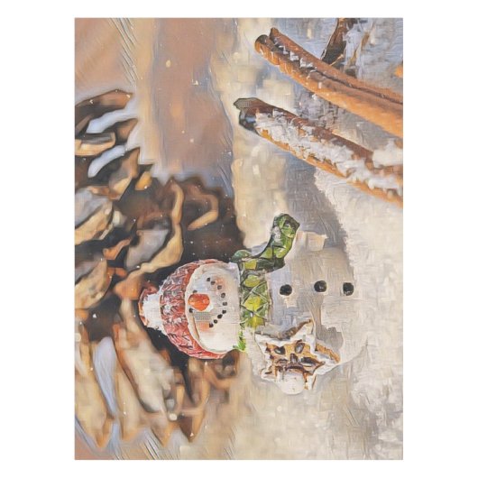 Snowman in de sneeuwtekening Tafelkleed (Voorkant)