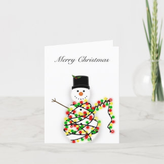 Snowman in de war van lichten - Paskaart Feestdagen Kaart