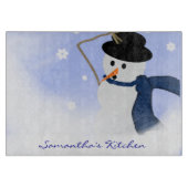 Snowman in de Wind Personalized Cutting Board Snijplank (Voorkant)