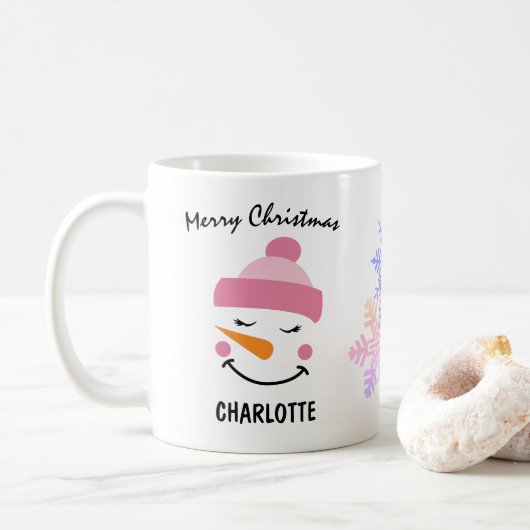 Snowman in een Pet. Vrolijk kerstfeest Koffiemok (Met donut)