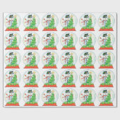 Snowman in een sneeuwWereldbol met kerstboom Cadeaupapier (Vlak)