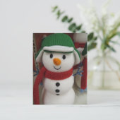 Snowman in Groen Pet Briefkaart (Staand voorkant)