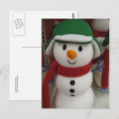 Snowman in Groen Pet Briefkaart (Voorkant / Achterkant)