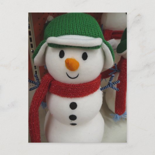 Snowman in Groen Pet Briefkaart (Voorkant)
