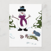 Snowman in het bos briefkaart (Voorkant)