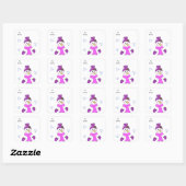 Snowman in het Paarse Pet en Scarf Vierkante Sticker (Vel)
