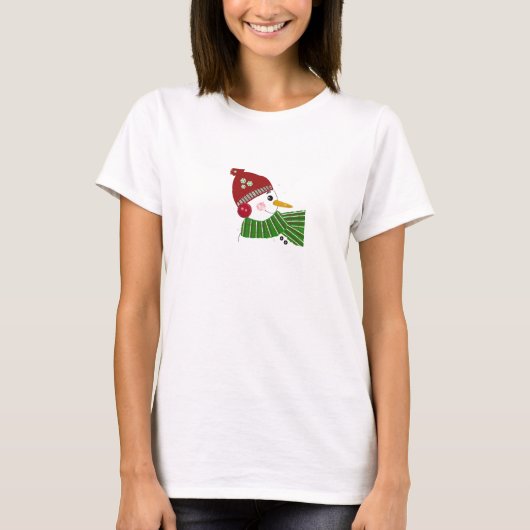 Snowman in het Rode Pet en de Groene Scarf T-shirt (Voorkant)