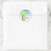 Snowman in Hot Air Ballon Ronde Sticker (Tas)