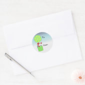 Snowman in Hot Air Ballon Ronde Sticker (Envelop)
