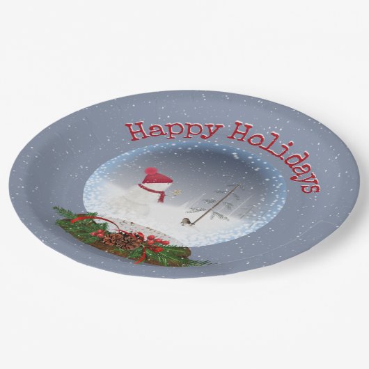 Snowman in kerstmis Wereldbol Bord (Gekanteld)