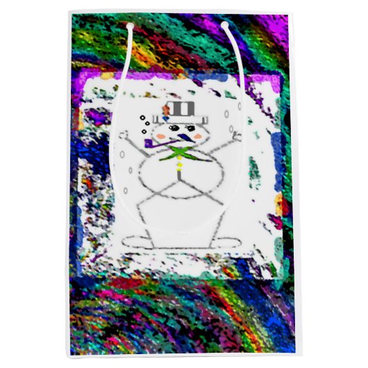"Snowman in Living Color" (Middelgrote) Gift Bag Medium Cadeauzakje (Voorkant)