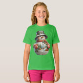 Snowman in Red Scarf, Christmas, Author Natasha U T-shirt (Voorkant volledig)