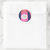 Snowman in roze en rood Pet Ronde Sticker (Tas)