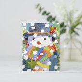 Snowman in sneeuw 2011 briefkaart (Staand voorkant)