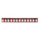 Snowman in Snowflakes Tartan Pset Satin Ribbon Satijnen Lint (Voorkant)
